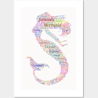 Mermaid Mystic Sea Life Text Word Cloud Posters and Art